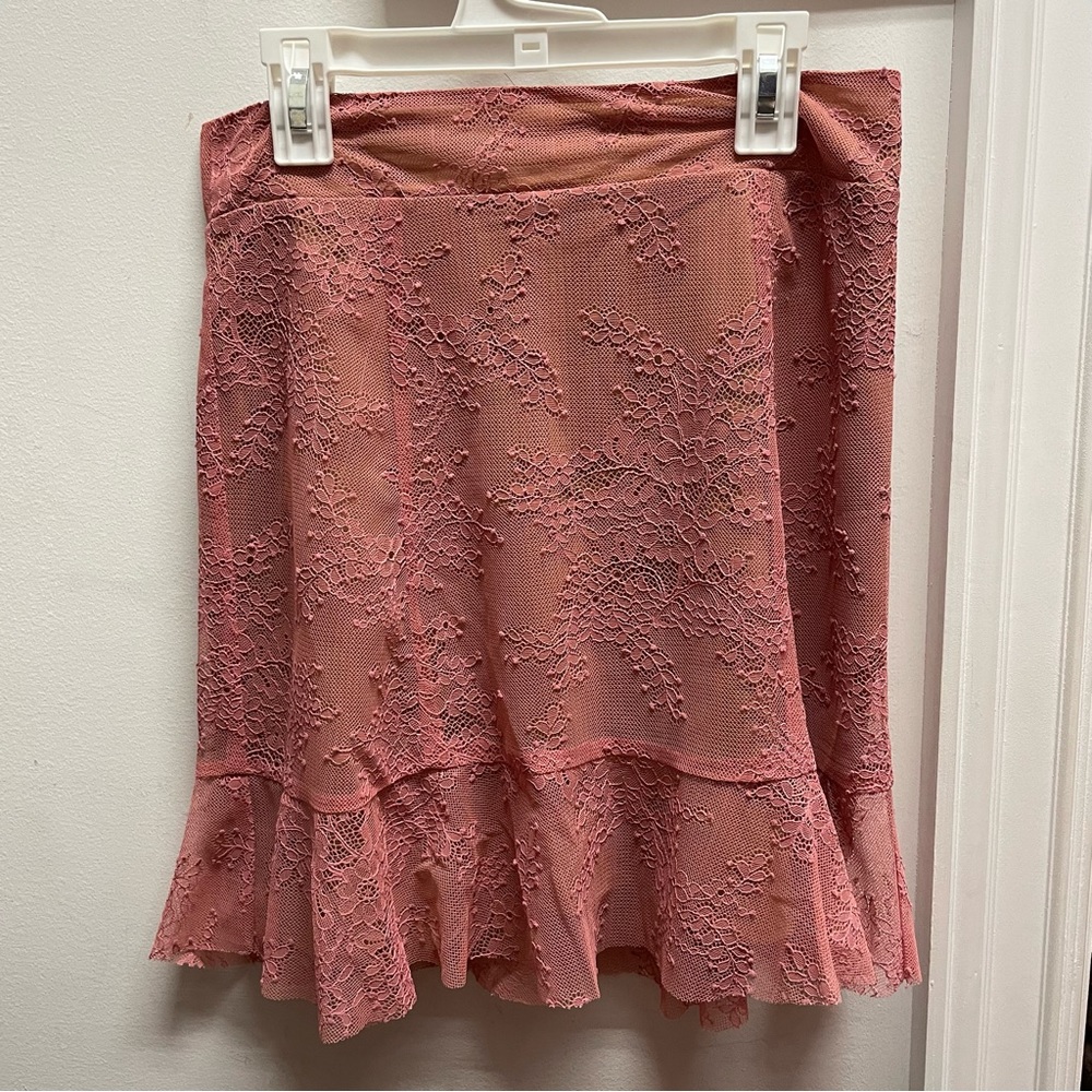 For love & lemons pink lace mini skirt